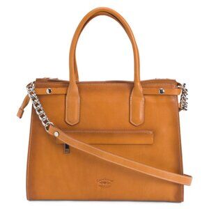 CAVALCANTI Made In Italy Leather Satchel With Top Belt Detail